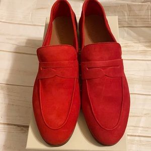 NEW M Gemi Red Suede Penny Loafers 39/9 The Sacca Donna